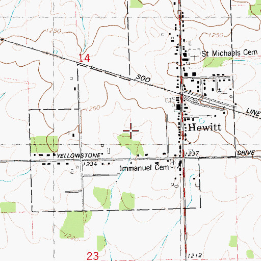 Topographic Map of Village of Hewitt, WI
