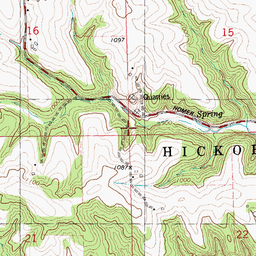Topographic Map of Town of Hickory Grove, WI