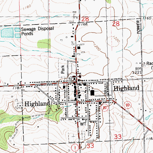 Topographic Map of Village of Highland, WI
