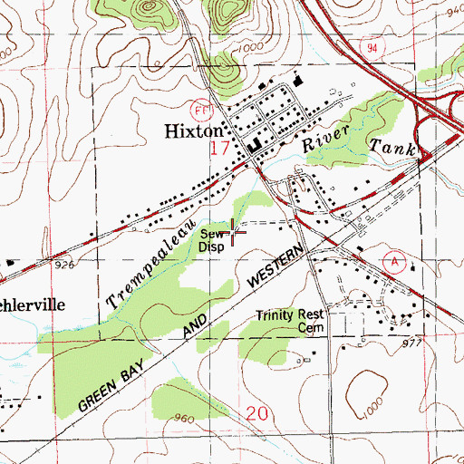 Topographic Map of Village of Hixton, WI