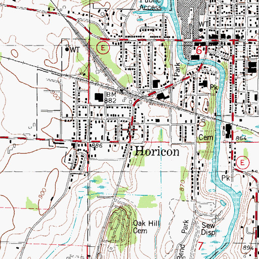 Topographic Map of City of Horicon, WI