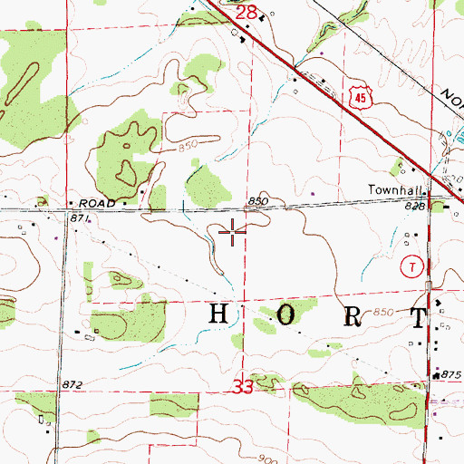 Topographic Map of Town of Hortonia, WI