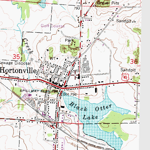 Topographic Map of Village of Hortonville, WI