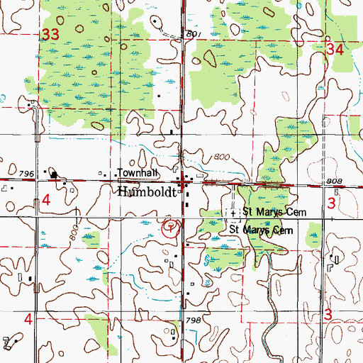 Topographic Map of Town of Humboldt, WI