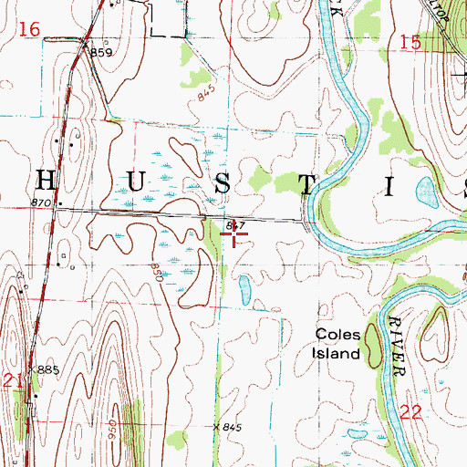 Topographic Map of Town of Hustisford, WI