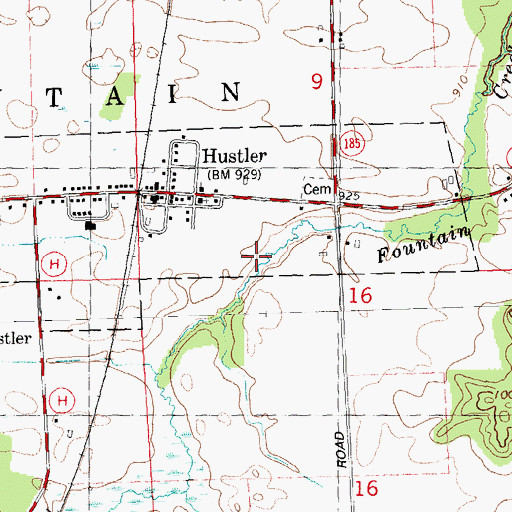 Topographic Map of Village of Hustler, WI