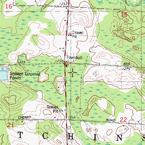 Topographic Map of Town of Hutchins, WI