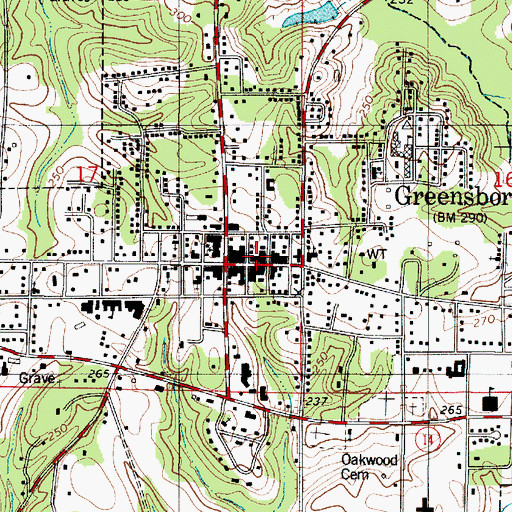 Topographic Map of Greensboro Historic District, AL
