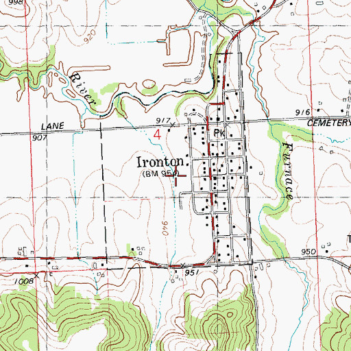 Topographic Map of Village of Ironton, WI