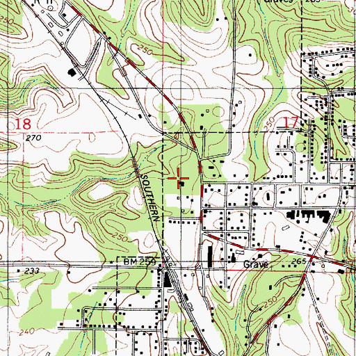 Topographic Map of Magnolia Grove, AL
