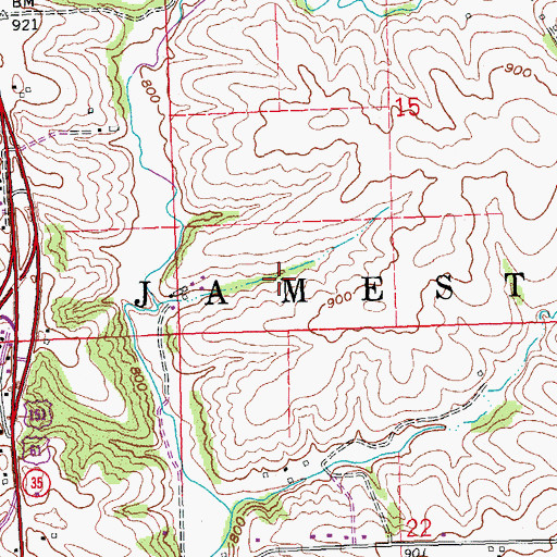 Topographic Map of Town of Jamestown, WI