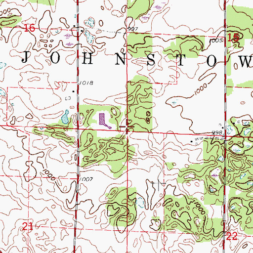 Topographic Map of Town of Johnstown, WI
