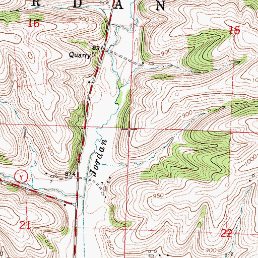 Topographic Map of Town of Jordan, WI