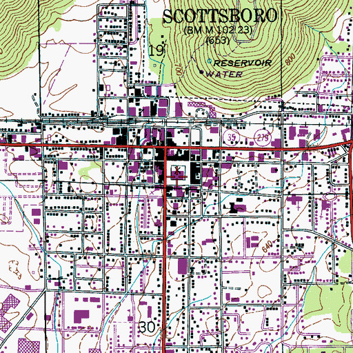 Topographic Map of Public Square Historic District, AL