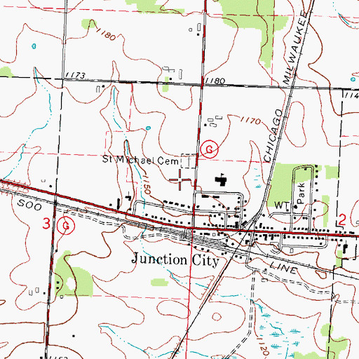 Topographic Map of Village of Junction City, WI