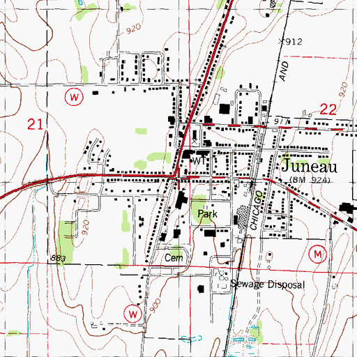 Topographic Map of City of Juneau, WI