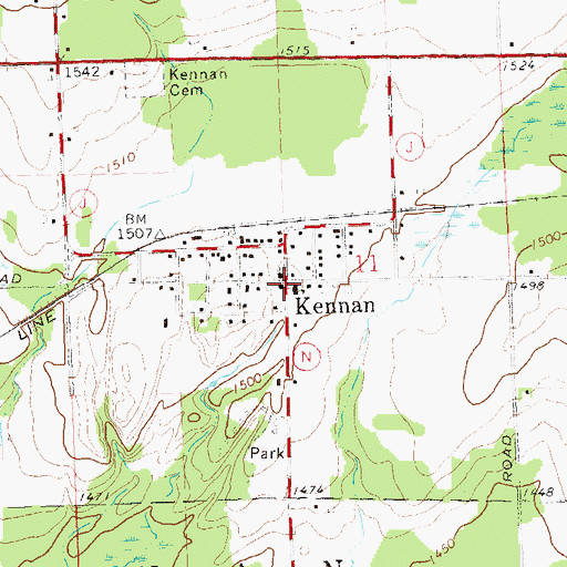 Topographic Map of Village of Kennan, WI