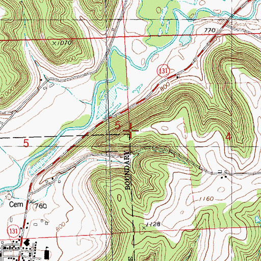 Topographic Map of Town of Kickapoo, WI