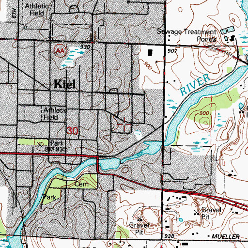Topographic Map of City of Kiel, WI