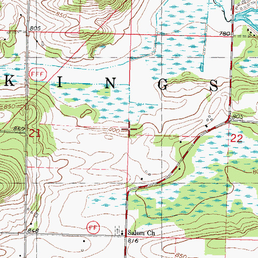 Topographic Map of Town of Kingston, WI
