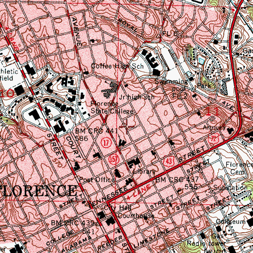 Topographic Map of Walnut Street Historic District, AL