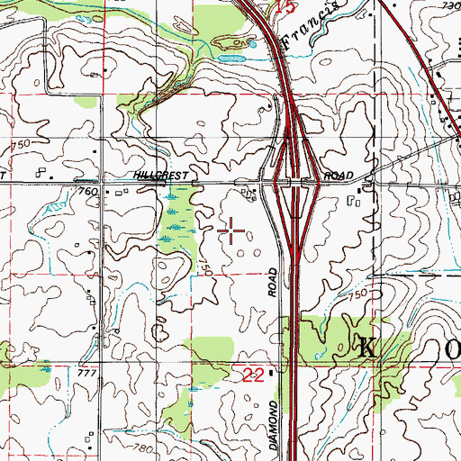 Topographic Map of Town of Kossuth, WI