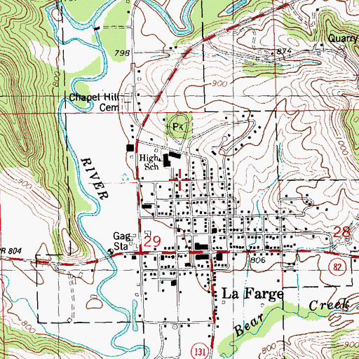 Topographic Map of Village of La Farge, WI