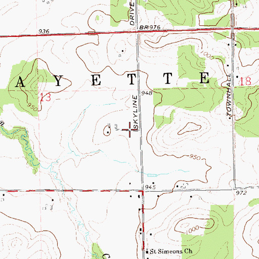 Topographic Map of Town of Lafayette, WI