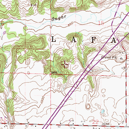 Topographic Map of Town of Lafayette, WI
