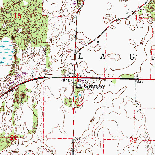 Topographic Map of Town of La Grange, WI