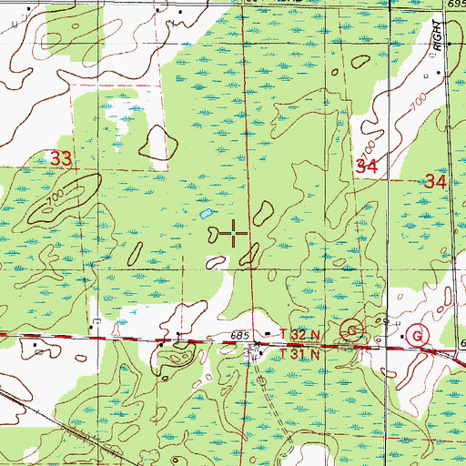 Topographic Map of Town of Lake, WI