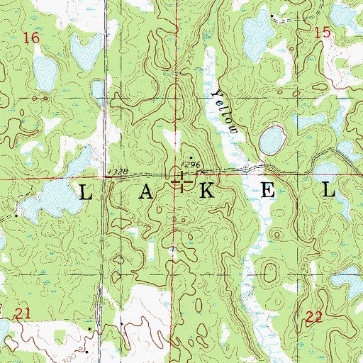 Topographic Map of Town of Lakeland, WI