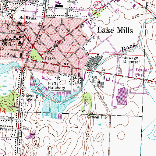Topographic Map of City of Lake Mills, WI