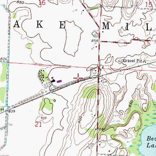 Topographic Map of Town of Lake Mills, WI
