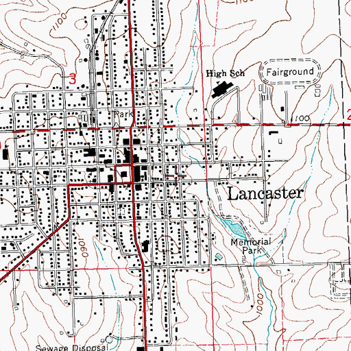 Topographic Map of City of Lancaster, WI
