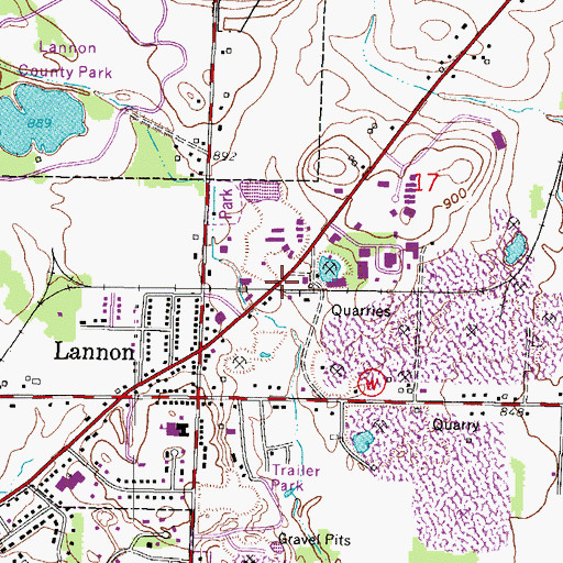 Topographic Map of Village of Lannon, WI