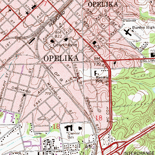 Topographic Map of Geneva Street Historic District, AL