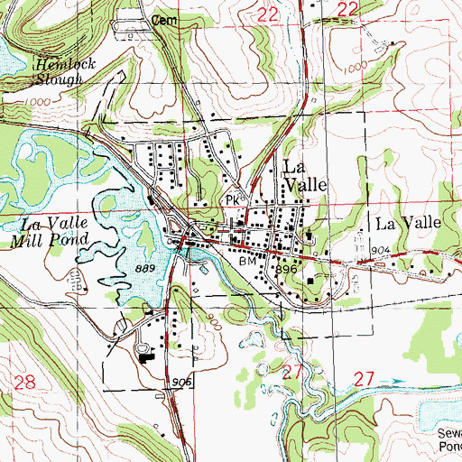 Topographic Map of Village of La Valle, WI