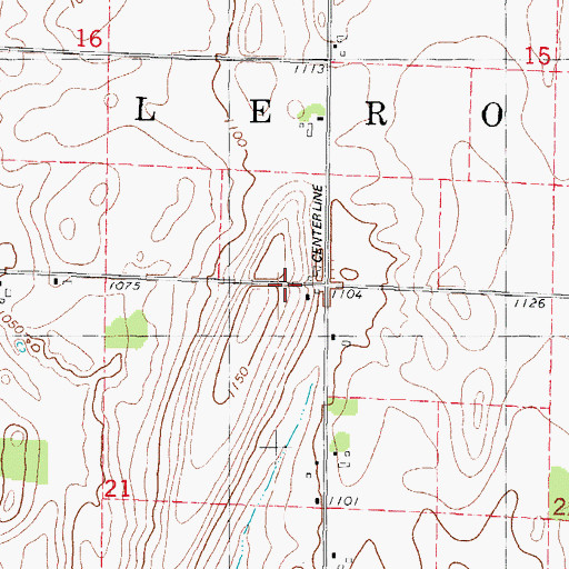 Topographic Map of Town of LeRoy, WI