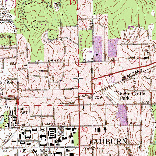 Topographic Map of Old Main and Church Street Historic District, AL