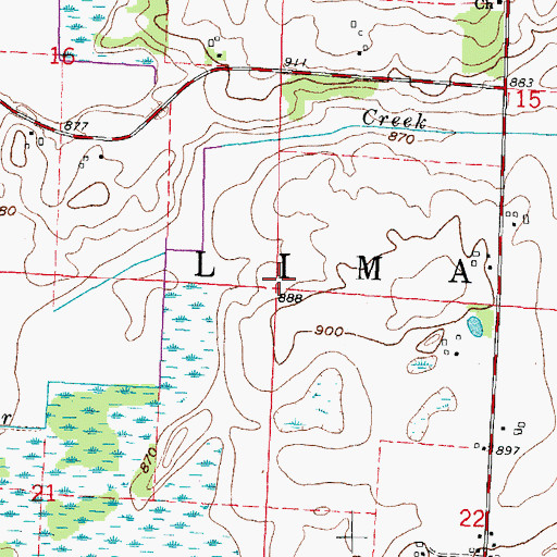 Topographic Map of Town of Lima, WI