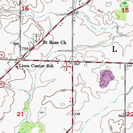 Topographic Map of Town of Lima, WI