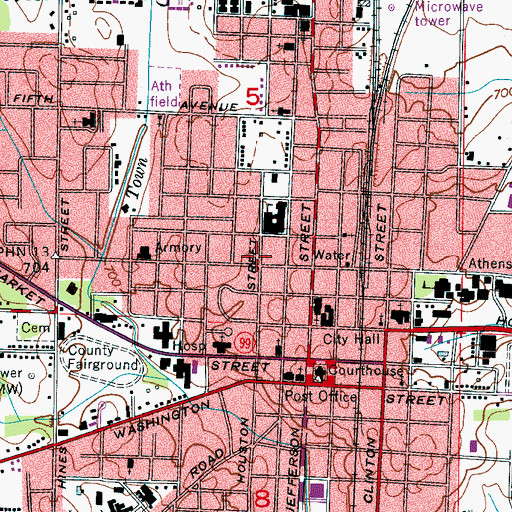 Topographic Map of George S Houston Historic District, AL