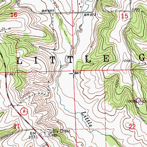 Topographic Map of Town of Little Grant, WI