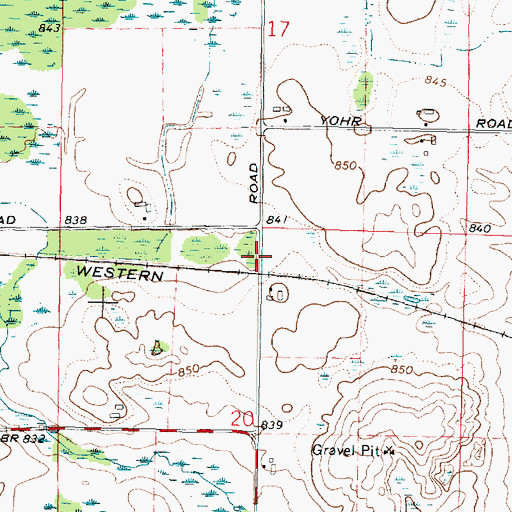 Topographic Map of Town of Little Wolf, WI