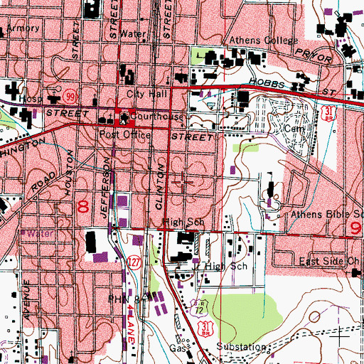 Topographic Map of Robert Beaty Historic District, AL