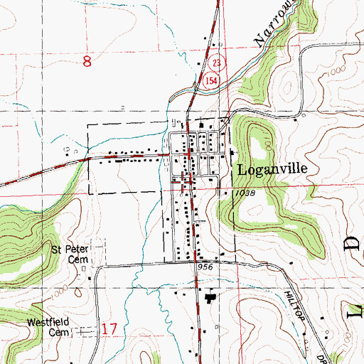 Topographic Map of Village of Loganville, WI
