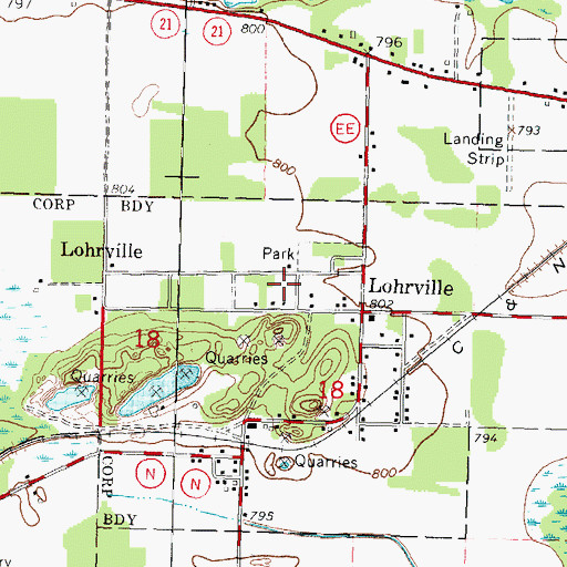 Topographic Map of Village of Lohrville, WI