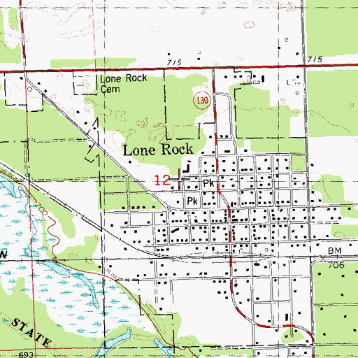 Topographic Map of Village of Lone Rock, WI