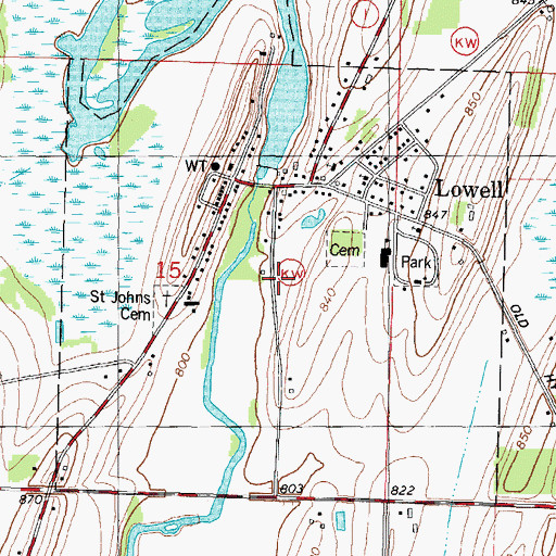 Topographic Map of Village of Lowell, WI